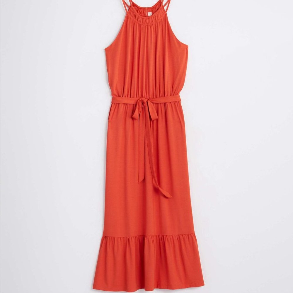 LOFT Burnt Orange Halter Midi Dress - Picture 9 of 9